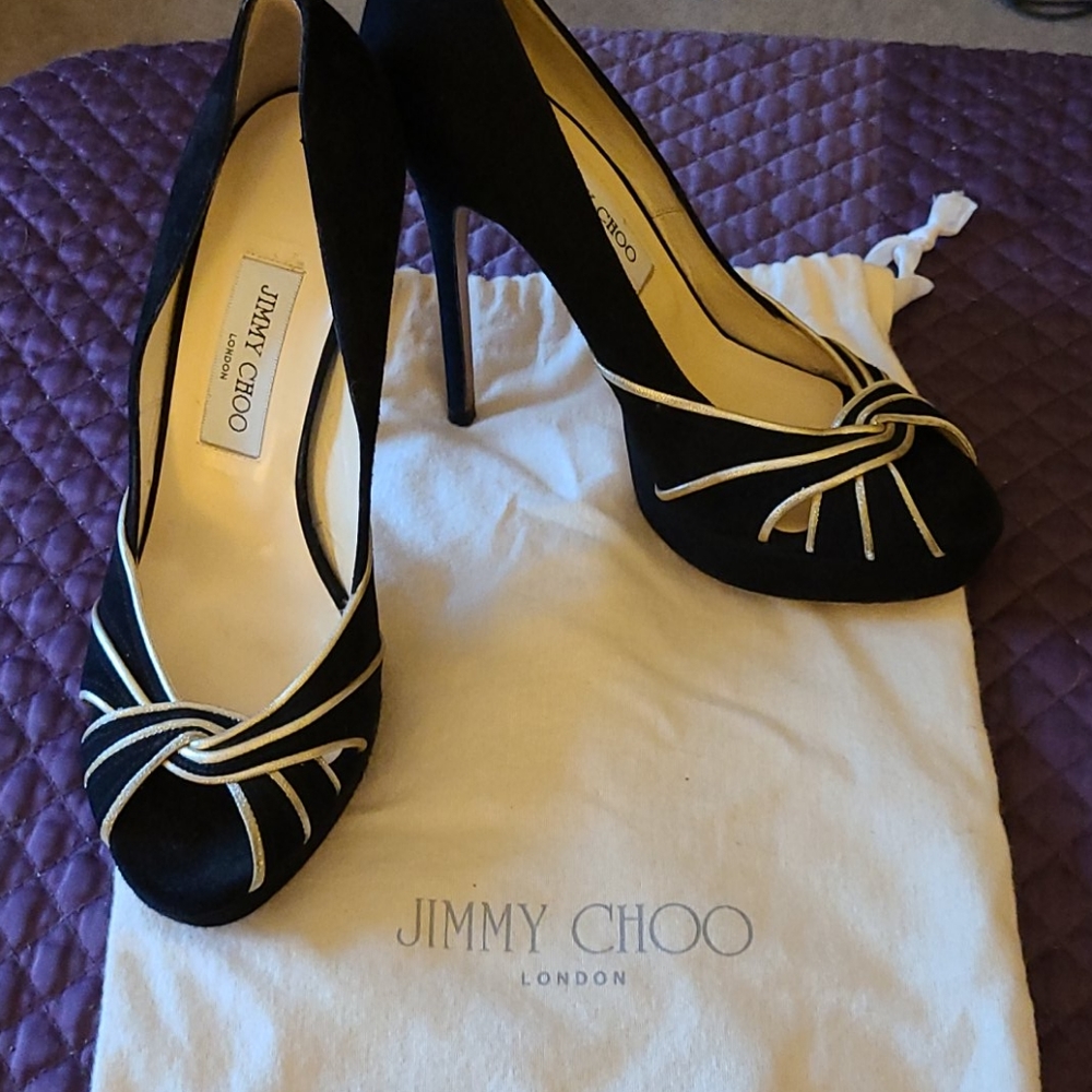 4" black velvet Jimmy Choo heels